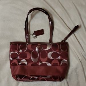 Burgundy and Silver Coach Purse